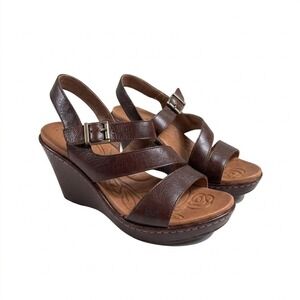 Boc Born Brown  Criss-Cross Wedge Sandals Women's Size 9M Casual Office